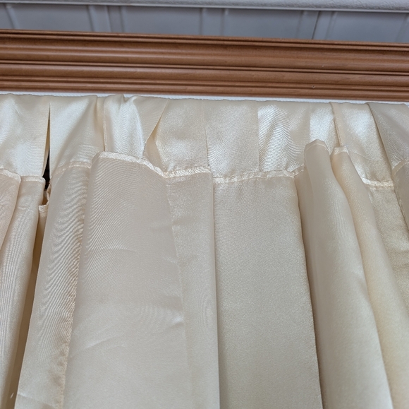 Satin Curtain Panels 2 pc Tab Top 86W x 80L Cream Shine Handmade Double Fabric - Picture 10 of 13